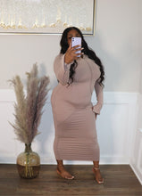 Load image into Gallery viewer, Nude hooded maxi dress