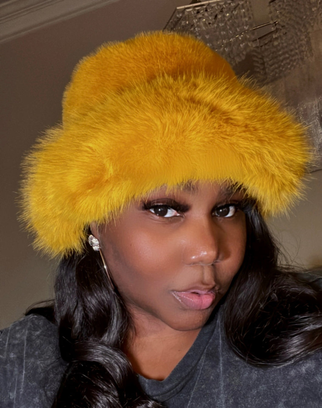 Lorie yellow Fur hat
