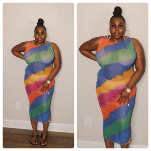 Multi color beach cover up dress