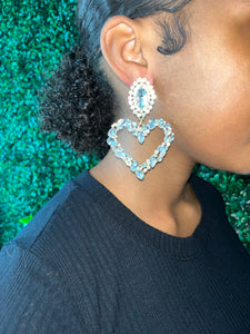 Heart on ice earrings